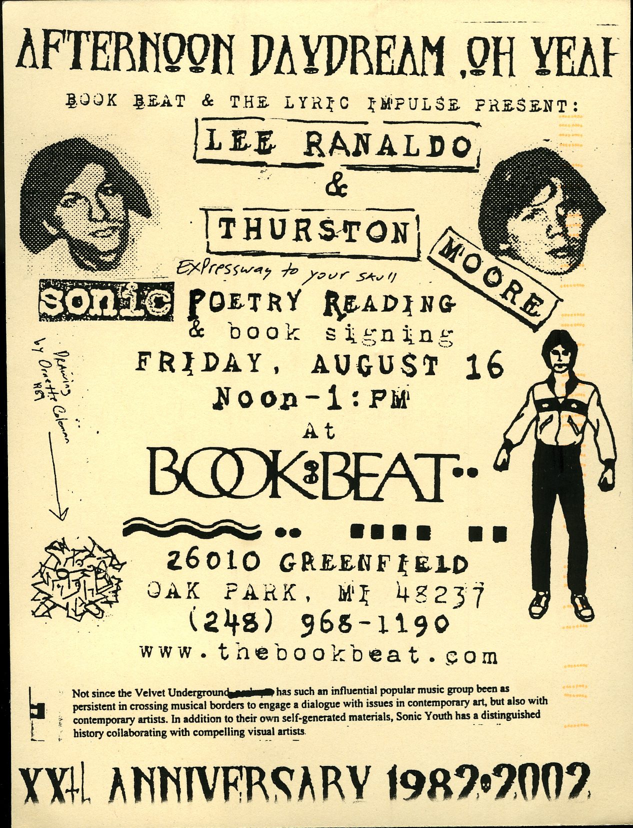 Sonic Youth signing / reading flyer