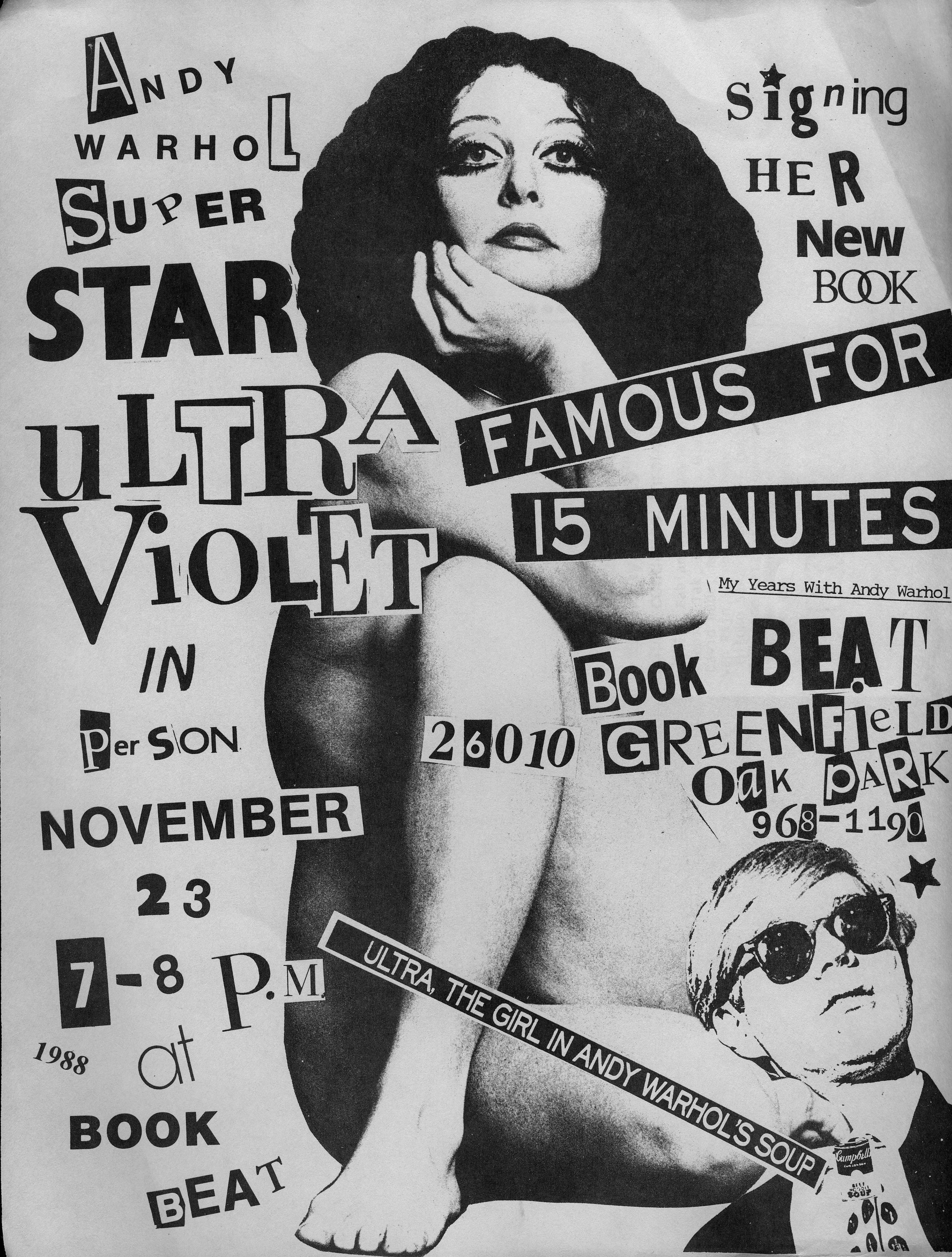 Ultra Violet book release/signing flyer, 1990