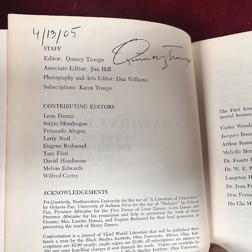 Confrontation: A Journal of Third World Literature - Vol. 1, No. 1 (signed) - Image 2